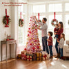 Lucktree 6ft / 7ft Pink Slim Pencil Christmas Tree | Pre-lit Snow Flocked Artificial Skinny Xmas Tree
