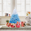 Lucktree Snow Flocked Christmas Tree with Lush Branch Tips & Foldable Metal Stan ( Blue Gradient & White )