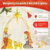 Lucktree Christmas 6 Feet Lighted Nativity Scene Yard Decoratio with 240 Warm White LED Lights