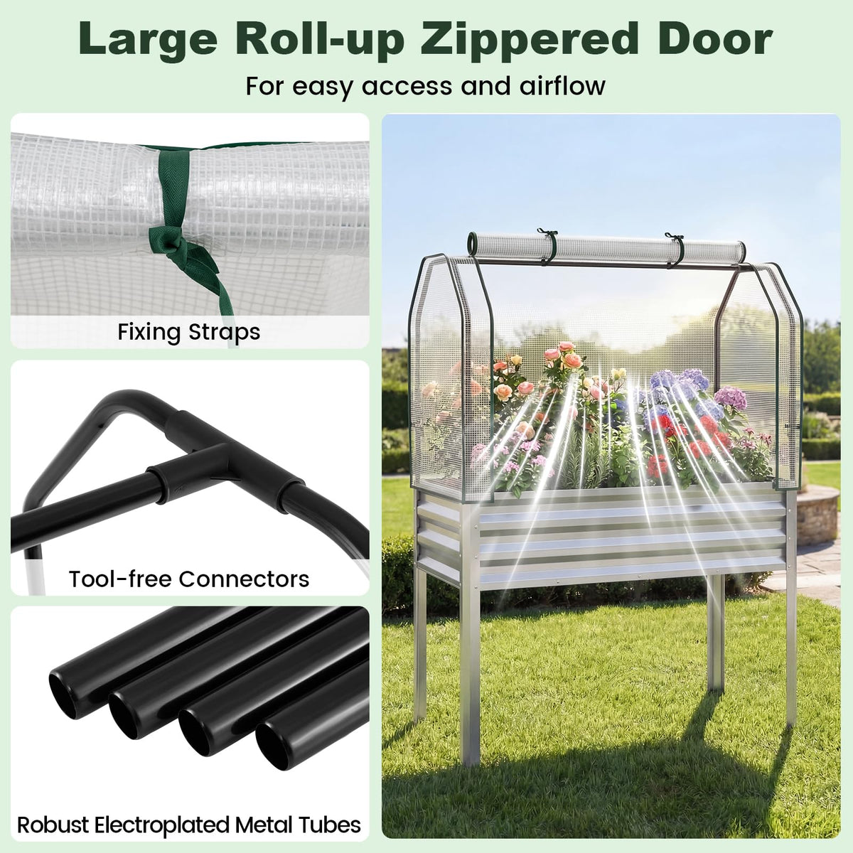 Lucktree Raised Garden Bed with Legs & Greenhouse Cover (1/2)