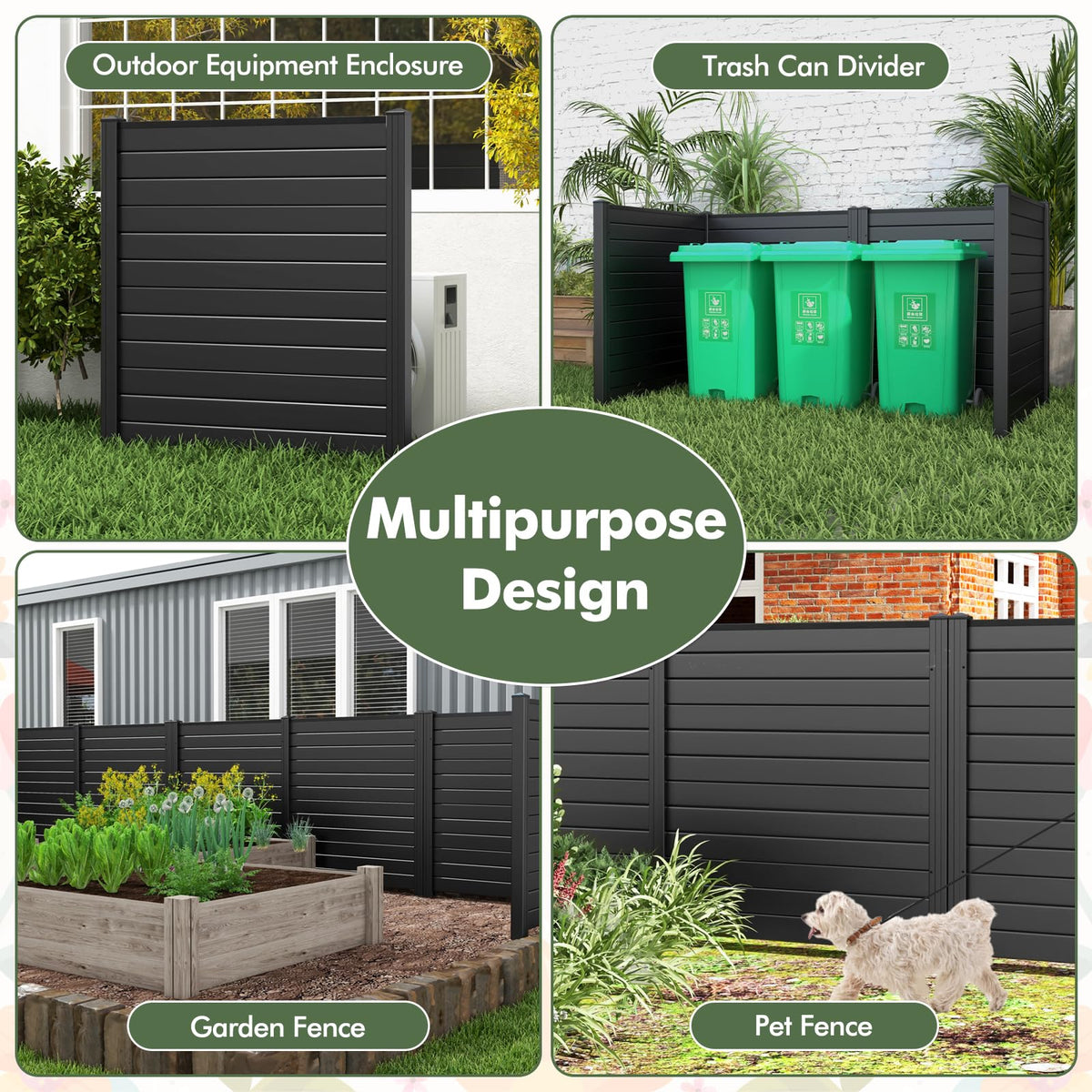 Lucktree Air Conditioner Fence 2 Panels - 48''W x 48''H Outdoor Privacy Screen with Upgraded Metal Stakes