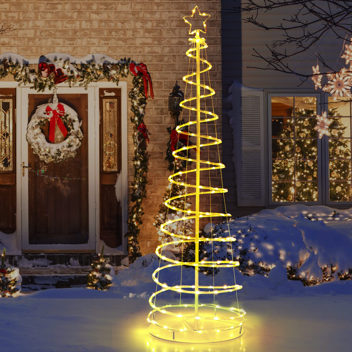 Lucktree 6 FT Spiral Christmas Tree, Outdoor Led Christmas Tree with 135 LED Lights - LucktreeUS