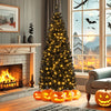 Lucktree Black Pencil Christmas Tree, Pre-lit Artificial Halloween Tree