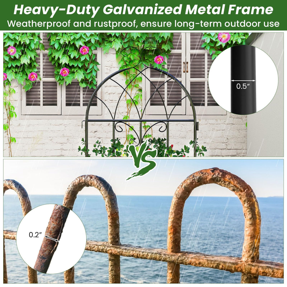 Lucktree 2 Pack Trellis for Climbing Plants Outdoor, 7 FT Tall Galvanized Steel Garden Trellis