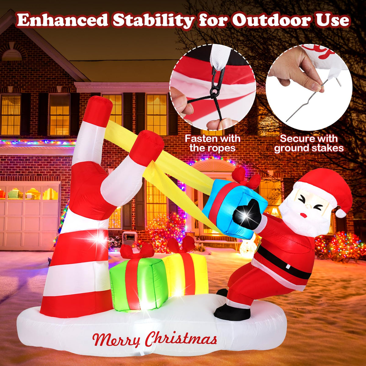 Lucktree 7 FT Christmas Inflatable Santa Outdoor Decoration