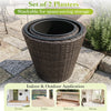 Lucktree Set of 2 Plastic Planters | 15 Inch & 11.5 Inch Taper Rattan Planters with Drainage Holes