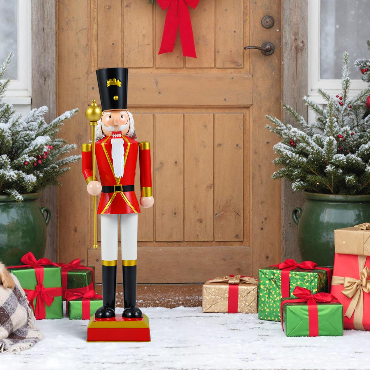 Lucktree 32.5 Inch Christmas Nutcracker with High Hat and Beautiful Scepter