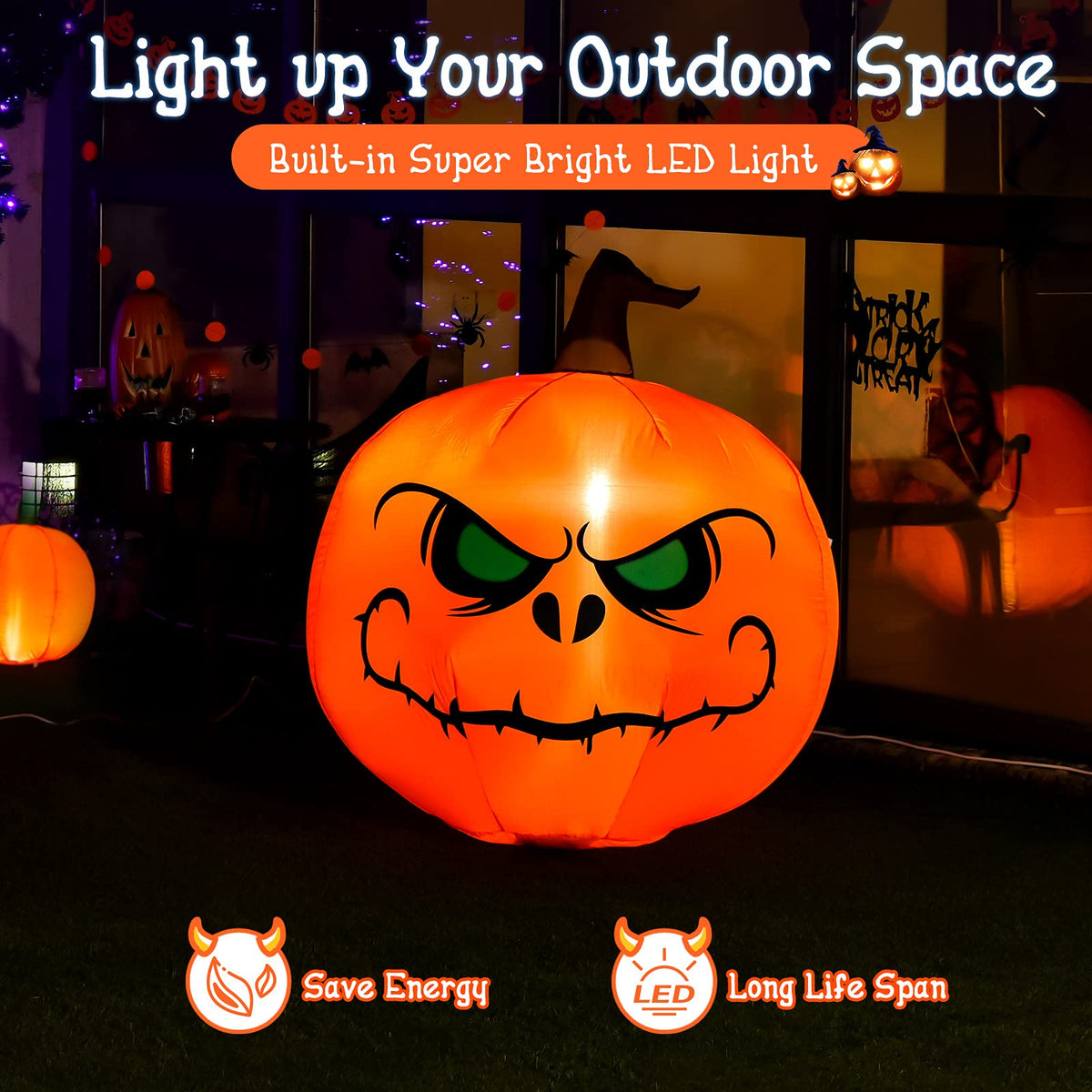 4 Ft Halloween Inflatable Pumpkin with Build-in LED Lights & Blower