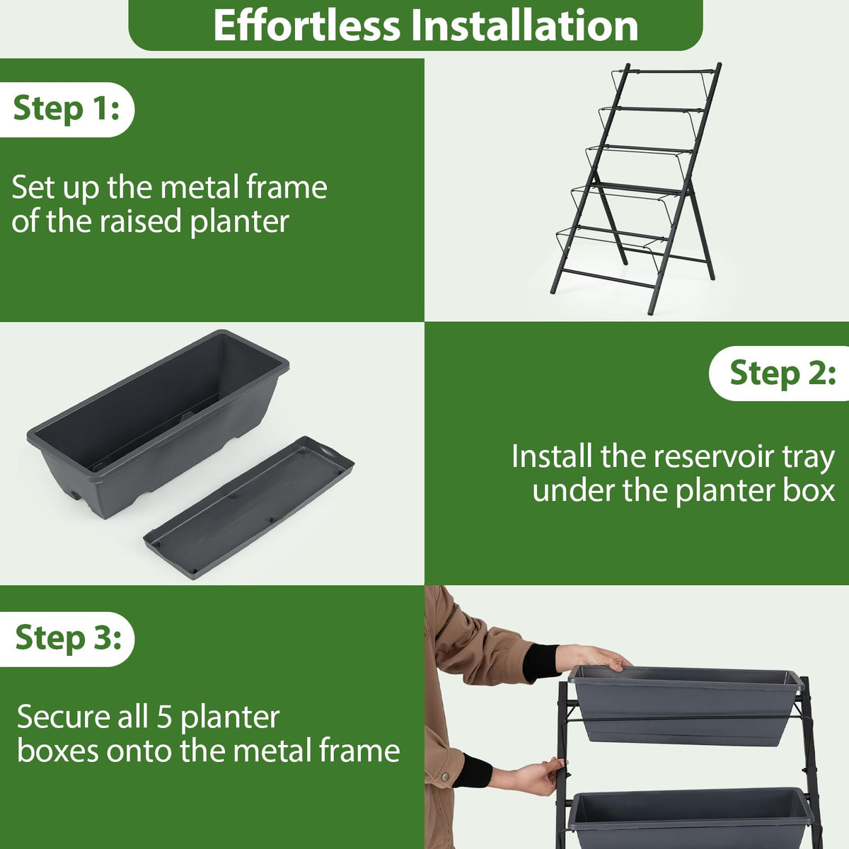 Lucktree 5-Tier Vertical Garden Planter Set 1/2 Raised Garden Bed w/Drainage