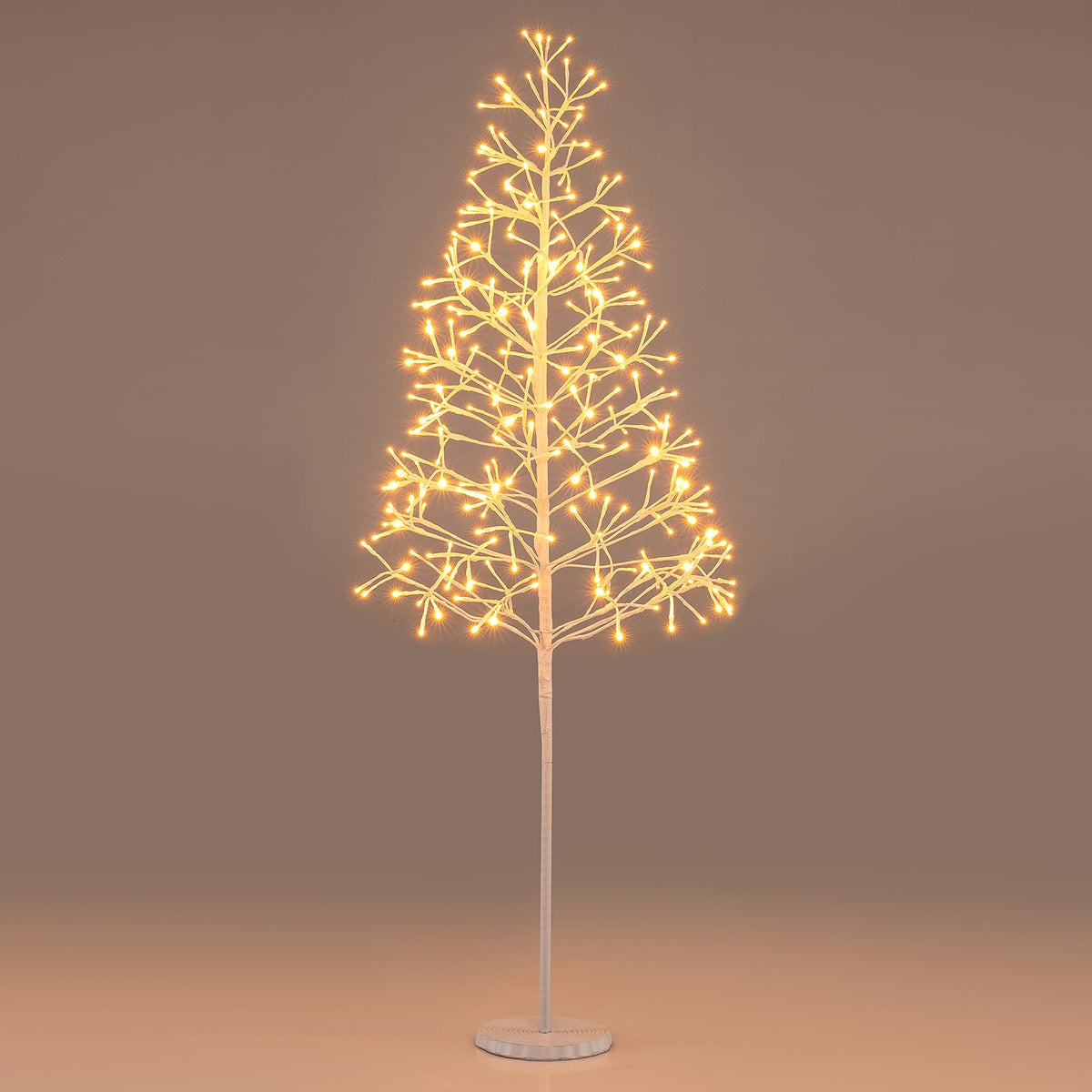 Lucktree LED Birch Tree, 5/6/7 FT Pre-lit Twig Tree with Warm White Light LED Lights, Weighted Base