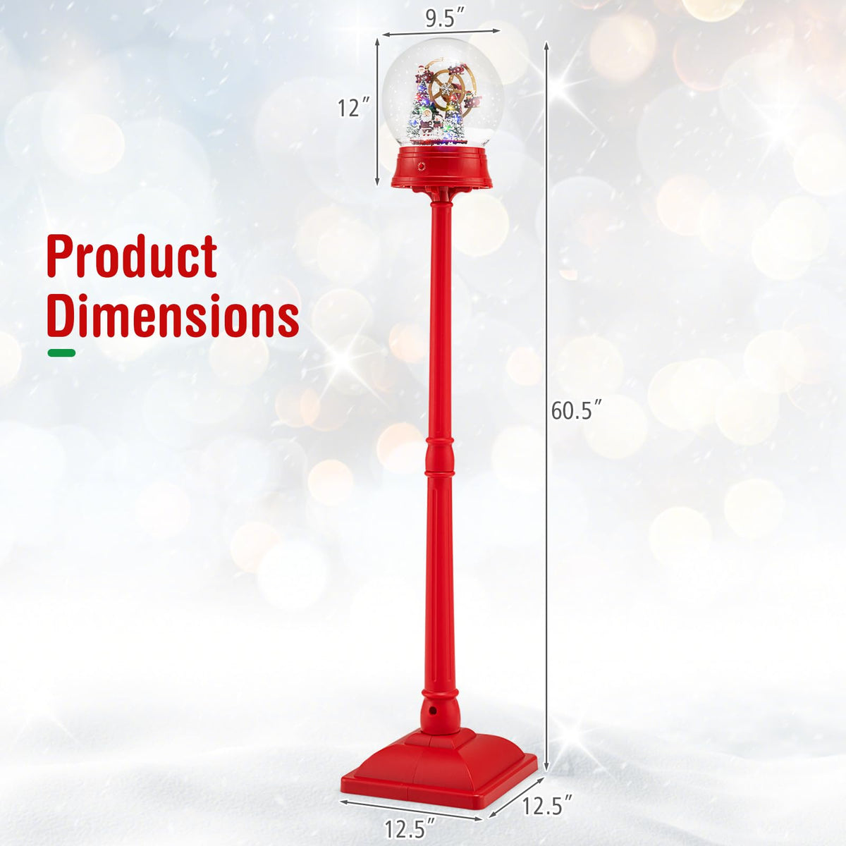 Lucktree 5 Ft Christmas Snow Globe Lantern ( Snowing Santa with Ferris Wheel )