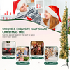 Lucktree 7ft Pre-Lit Half-Shape Christmas Tree, Artificial Xmas Tree W/ 403 Branch Tips - LucktreeUS