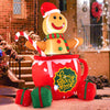 Lucktree 7 Ft Christmas Inflatable, Blow up Pre-Lit Gingerbread Man in Mug with Gift Boxes & Candy Cane