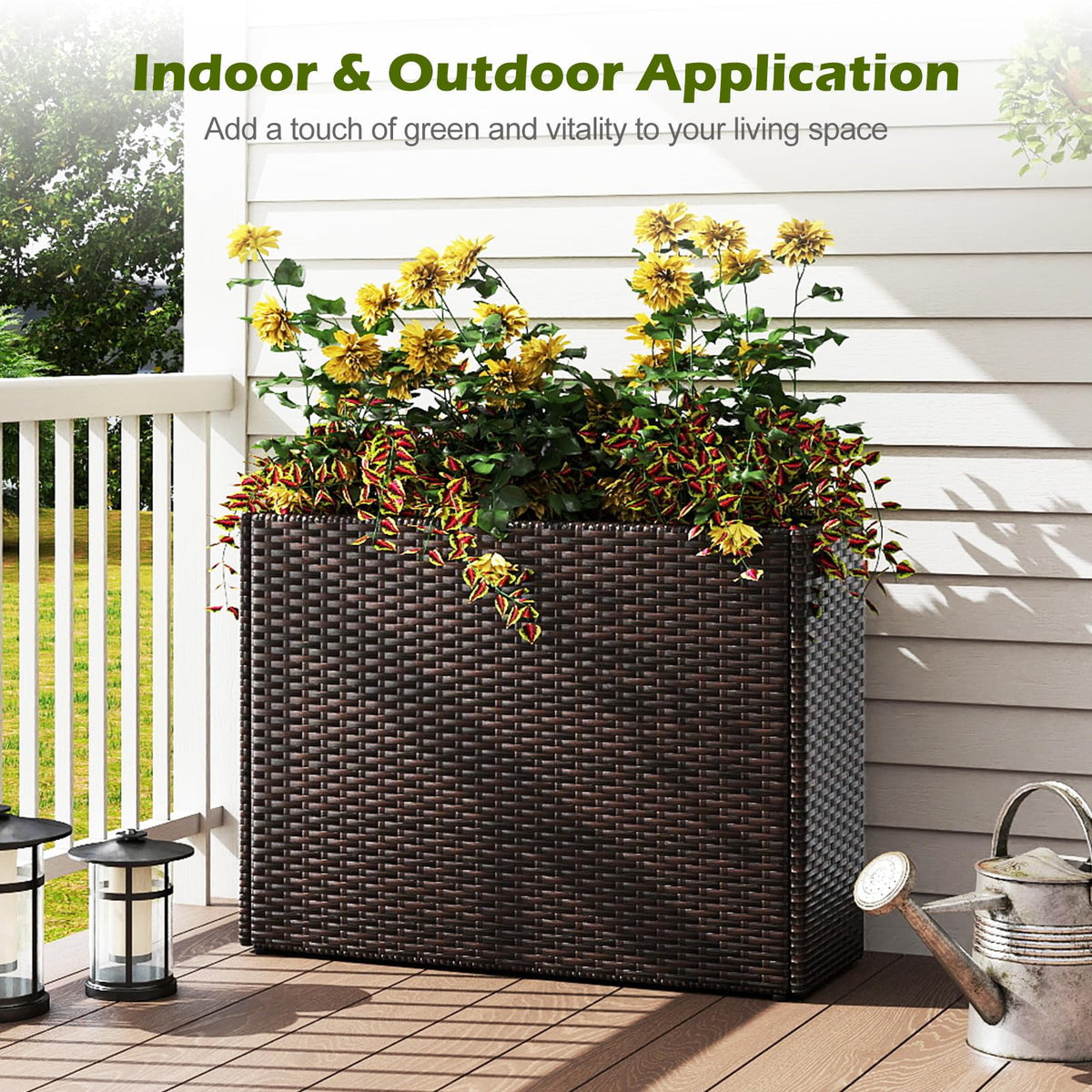 Lucktree 32”x11”x24" Wicker Raised Garden Bed