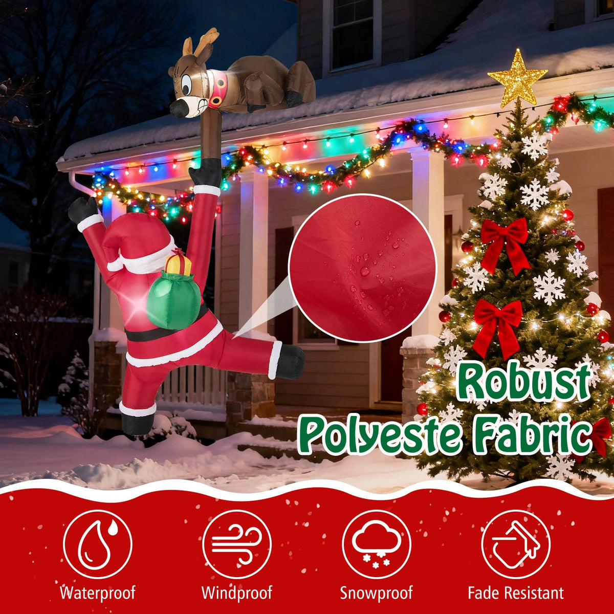 Lucktree 8.5 FT Christmas Inflatable Reindeer & Climbing Santa Claus