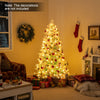 Lucktree 6FT / 7FT Hinged Lighted Xmas Tree with Snow Flocked Branch Tips & LED Lights