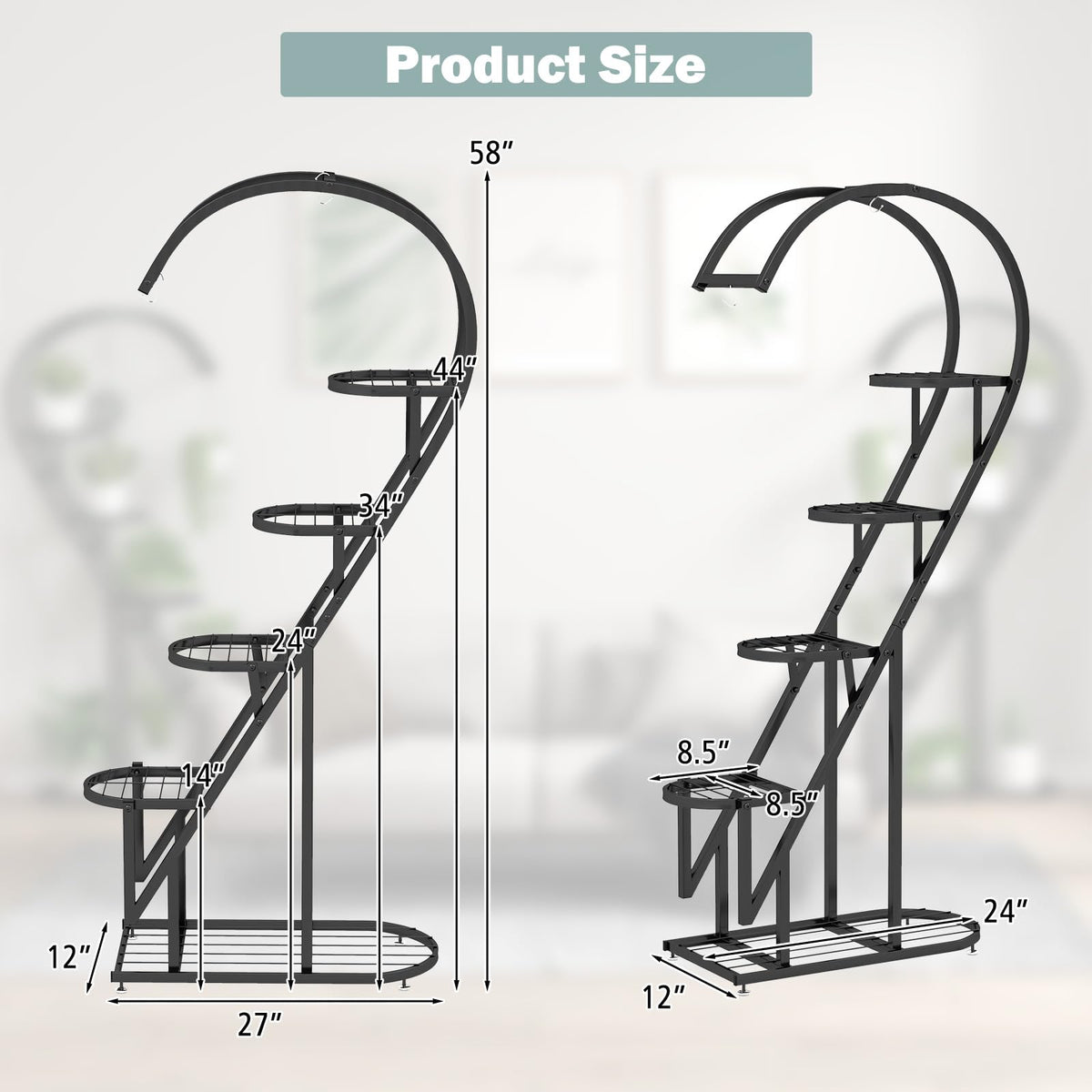 Lucktree 5 Tier Metal Plant Stand Indoor