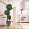 Lucktree 3 FT Artificial Boxwood Topiary Tree Sun-Protective Triple Ball Fake Plants Shrubs (1/2 Pack)