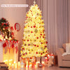 Lucktree 7ft Pre-Lit White Christmas Tree with Wheels & 900 Warm White LED Lights
