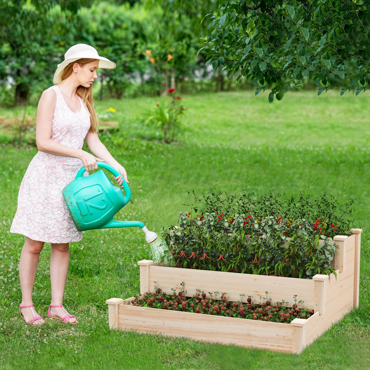 Lucktree 3-Tier Raised Garden Bed, Tiered Planter Box