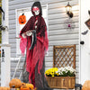 Lucktree 8 Ft Halloween Animatronics, Sound & Touch Activated Grim Reaper with Sickle, Glowing LED Eyes & Scary Voices
