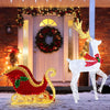 Lucktree Lighted Christmas Reindeer & Sleigh Set, Light-up Xmas Decorations with 462 LED Lights
