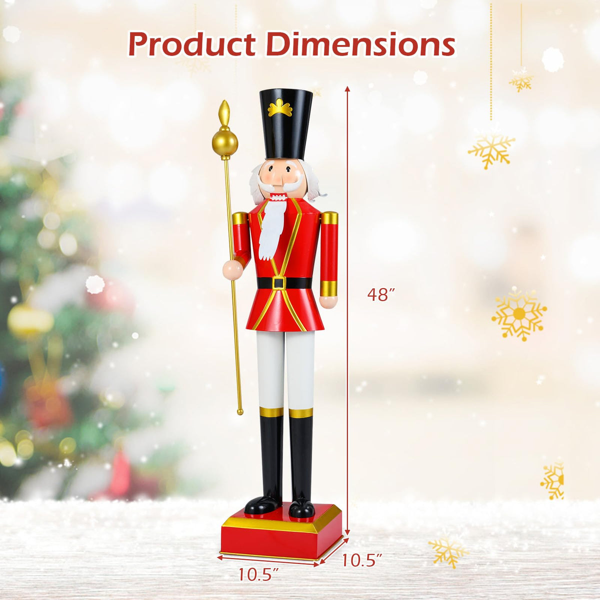 Lucktree 4' Christmas Nutcracker w/High Hat Beautiful Scepter Uniform & Boots