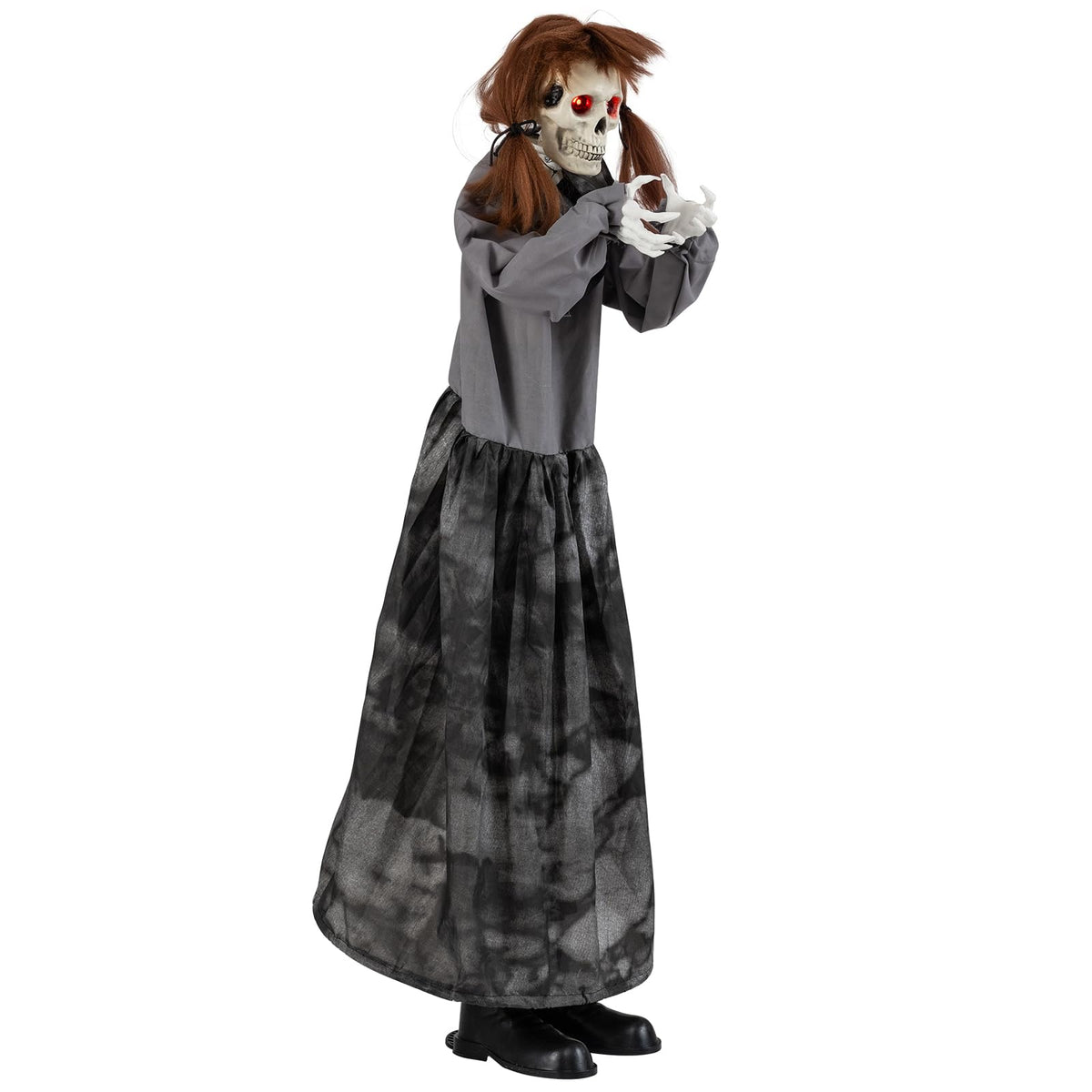 Lucktree 4 FT Halloween Animatronic Standing Skeleton Girl with Pop Up Head
