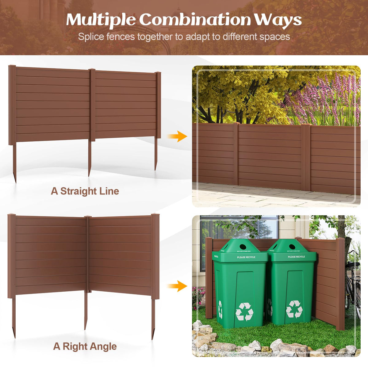 Lucktree Air Conditioner Fence 2/4 Panels - 48''W x 36''H Outdoor Privacy Screen Trash Can Enclosure with 3 Stakes