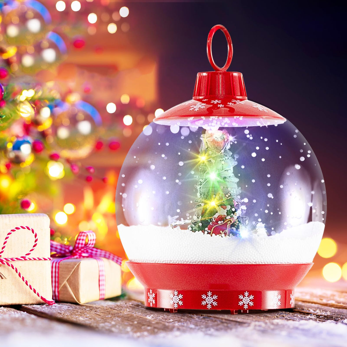 Lucktree 68 Inch Musical Christmas Street Lamp, Festive Lamp Post w/Sound-Activated Snow Globe Lantern