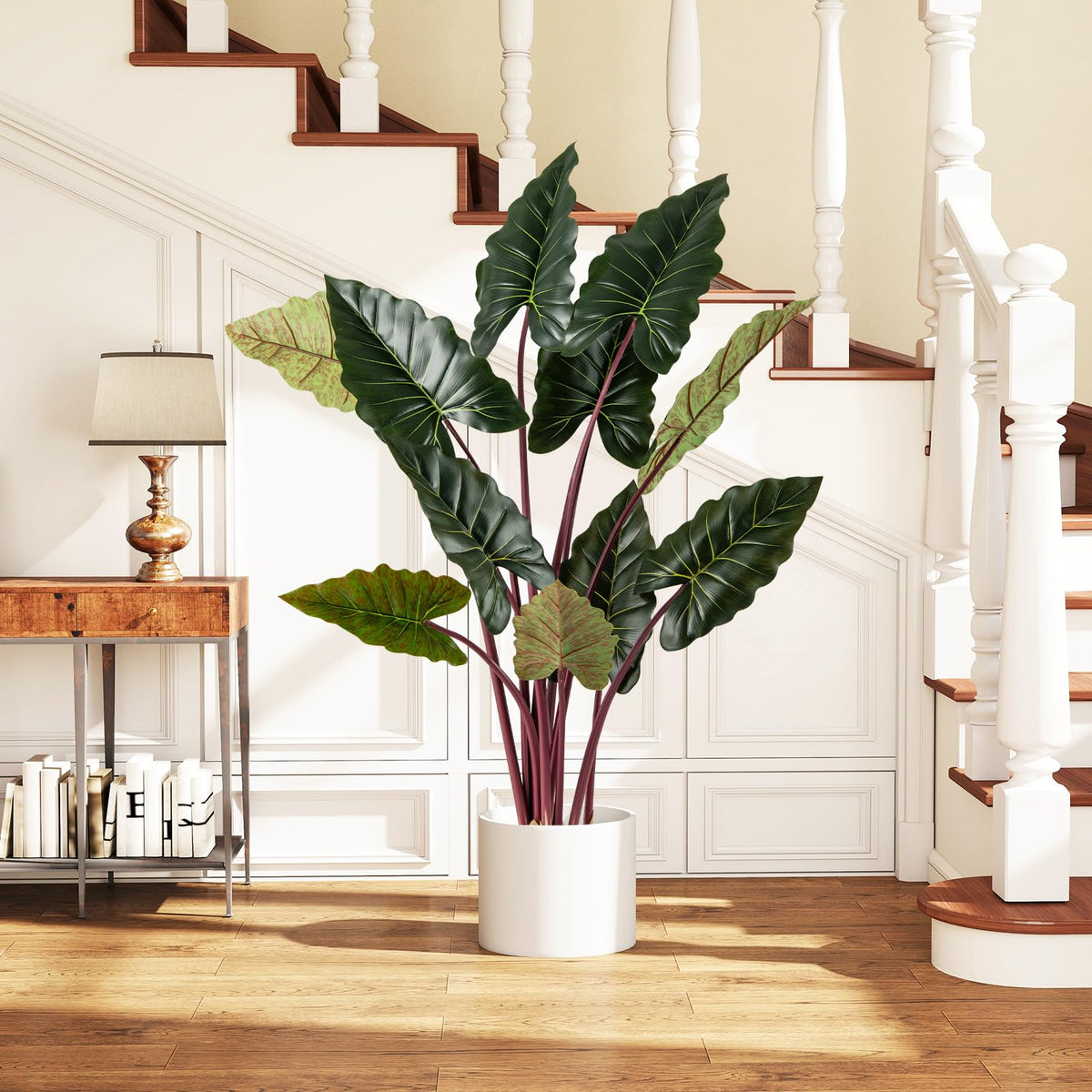 Lucktree 63" Tall Fake Pre-Potted Plant w/ 11 Faux Leaves & Bendable Stems