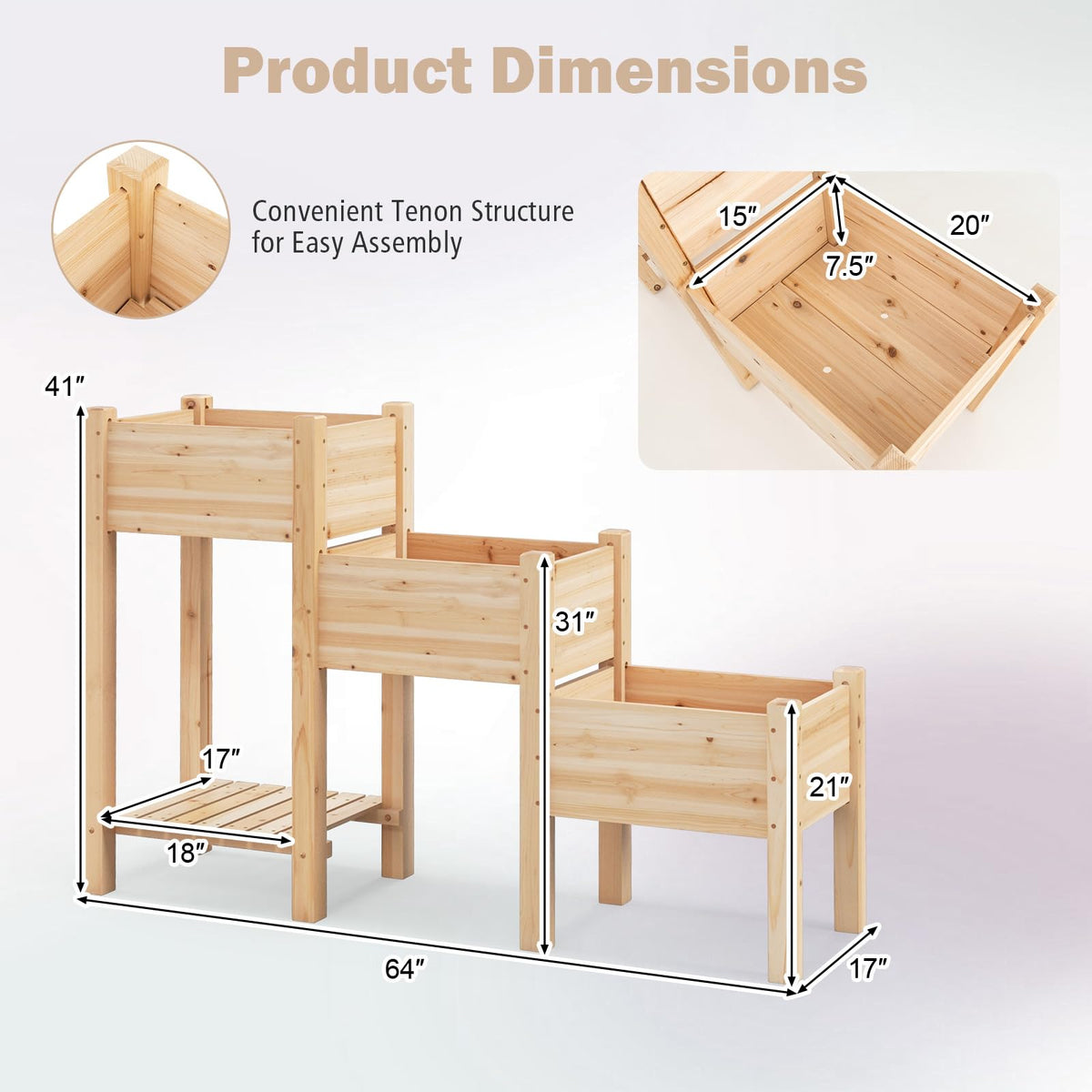 Lucktree Raised Garden Bed Set of 3