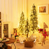 Lucktree 3' 4' 5' Pre-Lit Artificial Christmas Tree Set, Slim Pencil Xmas Trees with Snowy Leaves