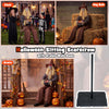 Lucktree 4.4 FT Animated Halloween Sitting Scary Scarecrow Decoration