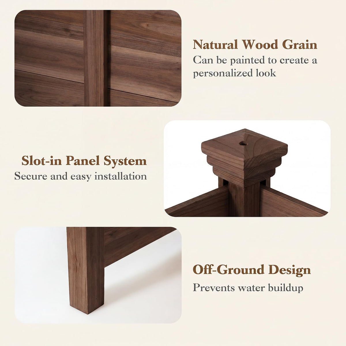 Lucktree Wooden Privacy Fence with Stakes 47" W x 45.5" H