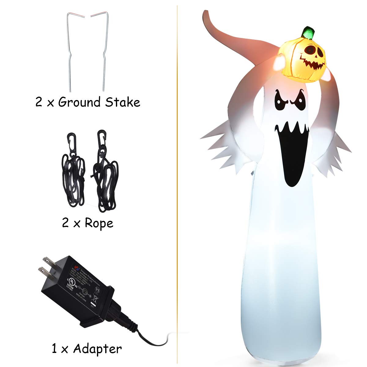 Lucktree Halloween Decorations, Halloween Inflatable Ghost With Led Lights