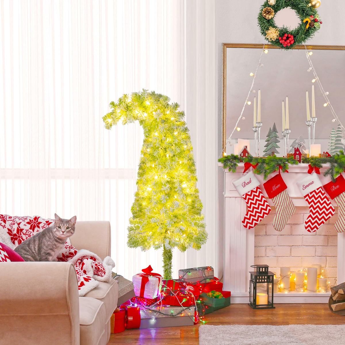 Lucktree 5FT / 6FT / 7FT Whimsical Christmas Tree | Bendable Grinchs Xmas Tree