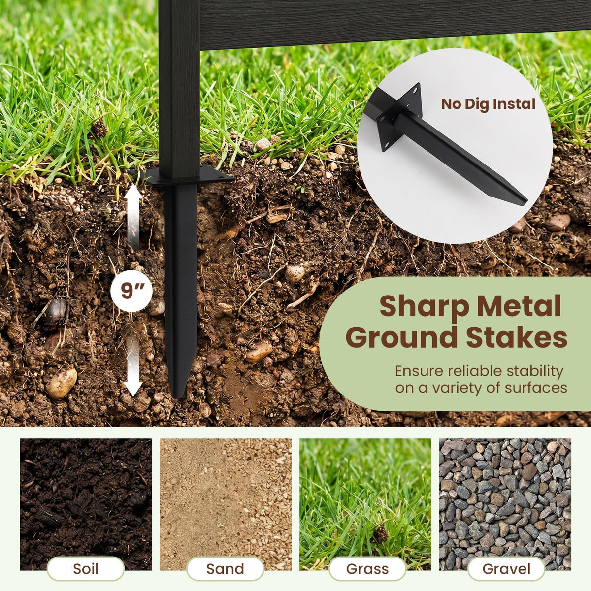 Lucktree 37" W x 61" H Outdoor Privacy Fence Screen with Ground Stakes & Base Feet (1/2)