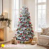 Lucktree Pre-Lit Snow Flocked Christmas Tree with Mixed Branch Tips & LED Lights