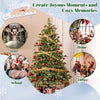 Lucktree 6ft Pre-Lit Artificial Christmas Tree, Hinged Full Xmas Pine Tree with 240 Warm White LED Lights
