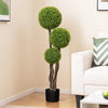 Lucktree 4ft Artificial Boxwood Topiary Ball Tree, Faux Potted Plants Cypress Tree in Weighted Pot with Triple Ball