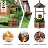 Lucktree Rustic Wooden Wishing Well Planter with Hanging Bucket, Roof Shadow