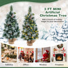 Lucktree 3ft Pre-Lit Mini Tabletop Christmas Tree with 30 Warm White LED Lights, Timer, 98 Flocked PVC & Pine Needles