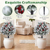 Lucktree 27.5" Faux Pine Needle Bushes with Ground Spikes | Artificial Cedar Topiary Ball Trees Set of 2