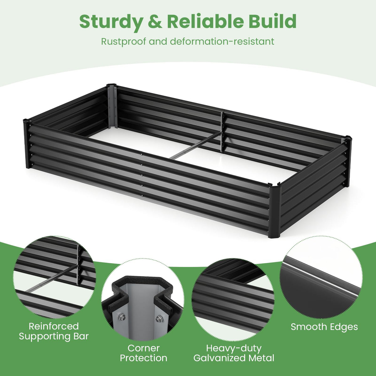 Lucktree 6x3x1 FT Galvanized Raised Garden Bed with Greenhouse Cover