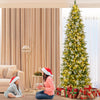 Lucktree 6ft / 7.5ft / 9ft Pre-Lit Pencil Christmas Tree with Flocked Frosted Tips & LED Lights