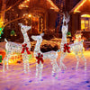 Lucktree 3-Piece Large Lighted Christmas Reindeer Family, Light up Xmas Decorations w/LED Lights & Bows