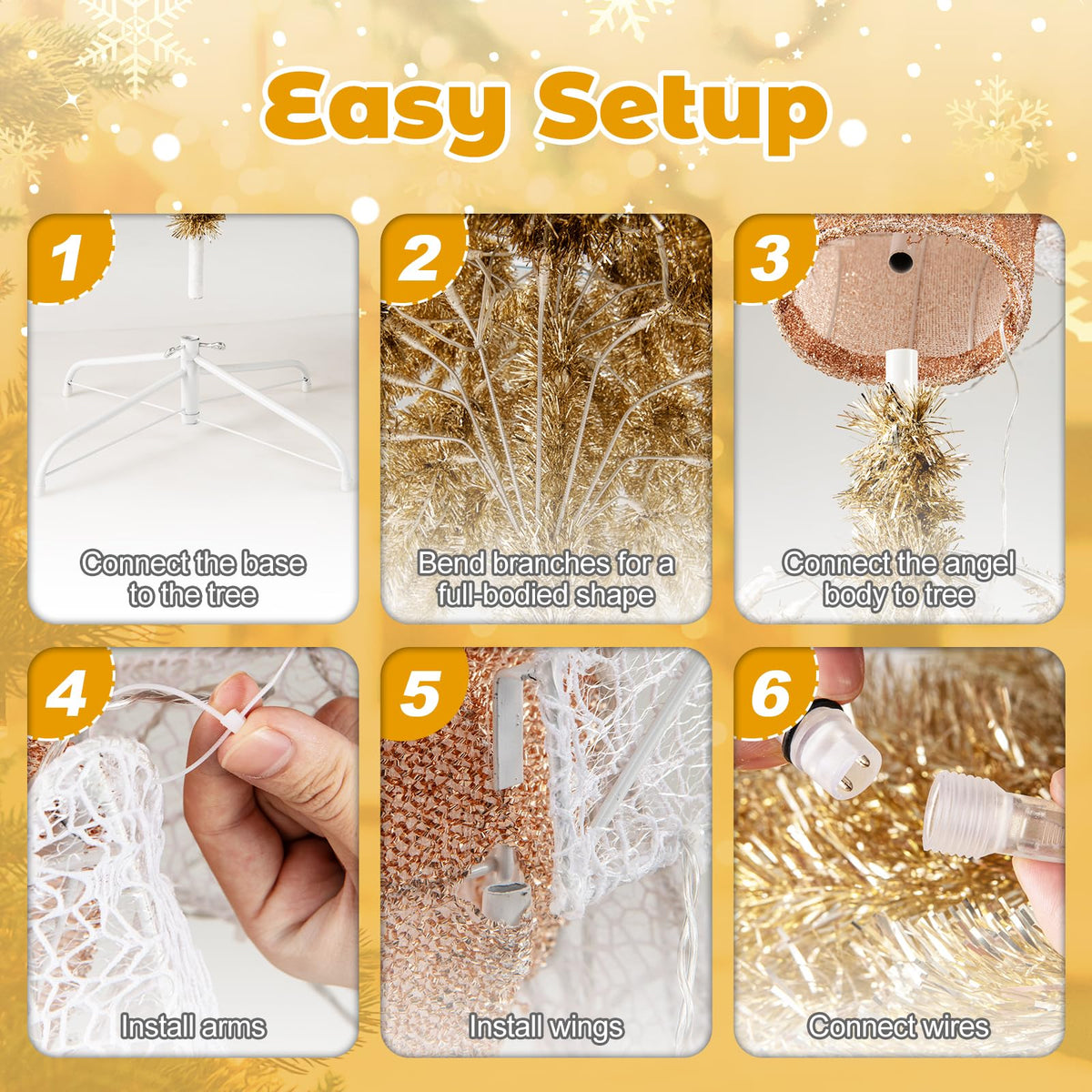 Lucktree 5.2 FT Lighted Angel with Christmas Tree Skirt