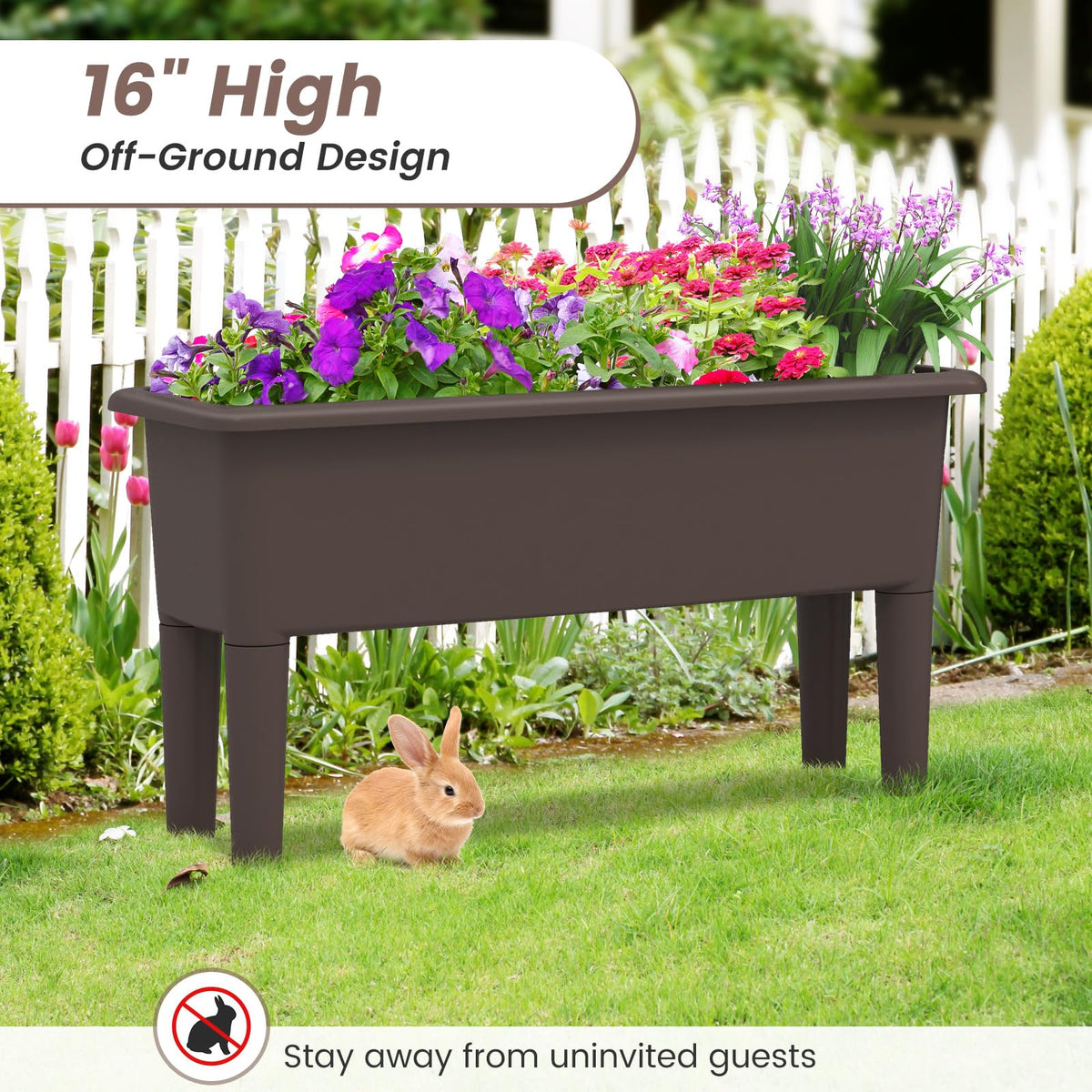 Lucktree Raised Garden Beds Outdoor Set of 2, Self-Watering Planter Box with Detachable Legs & Drainage Hole
