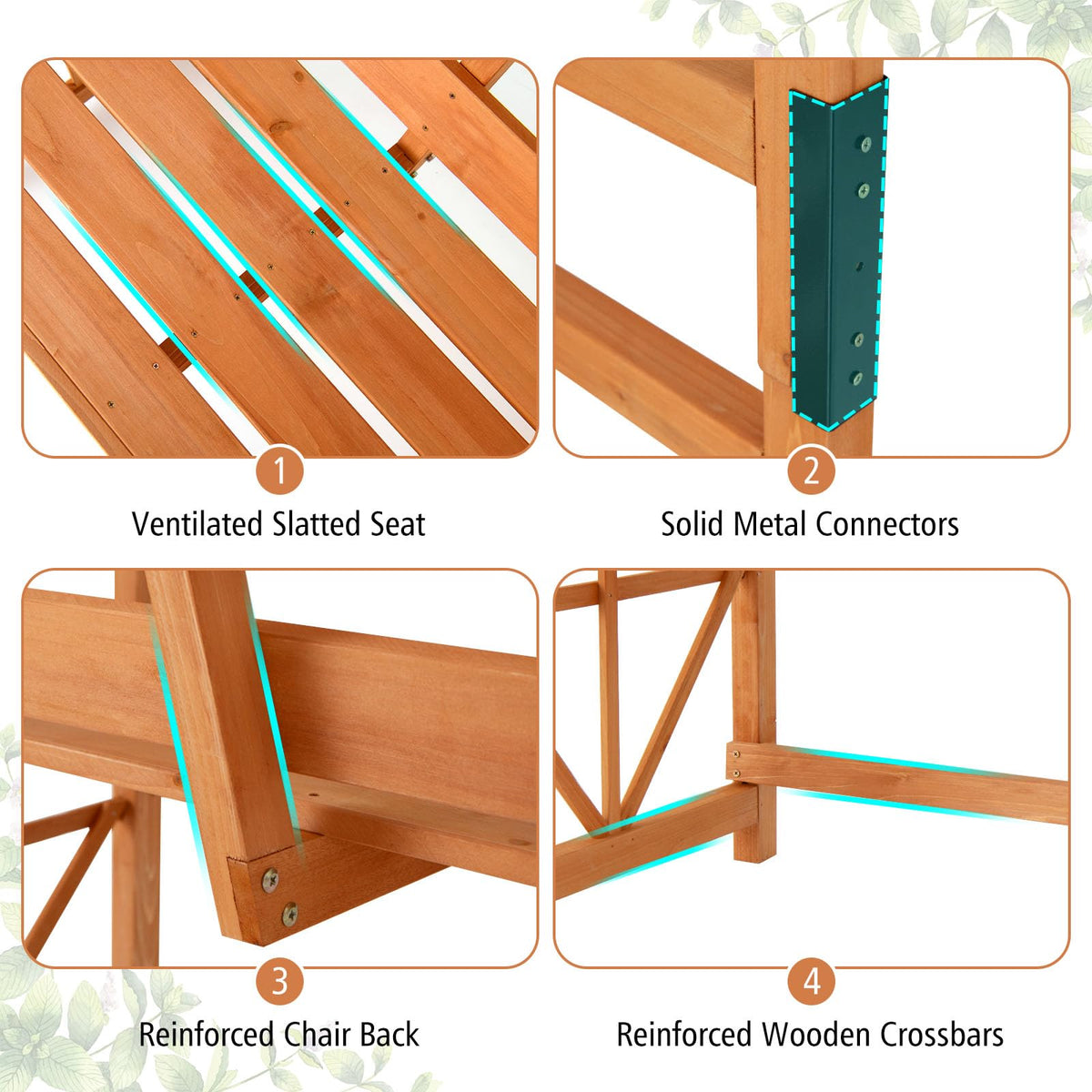 Lucktree Garden Arbor with Bench - Wooden Garden Arch Trellis for Climbing Plants Vines, 2-Person Outdoor Bench